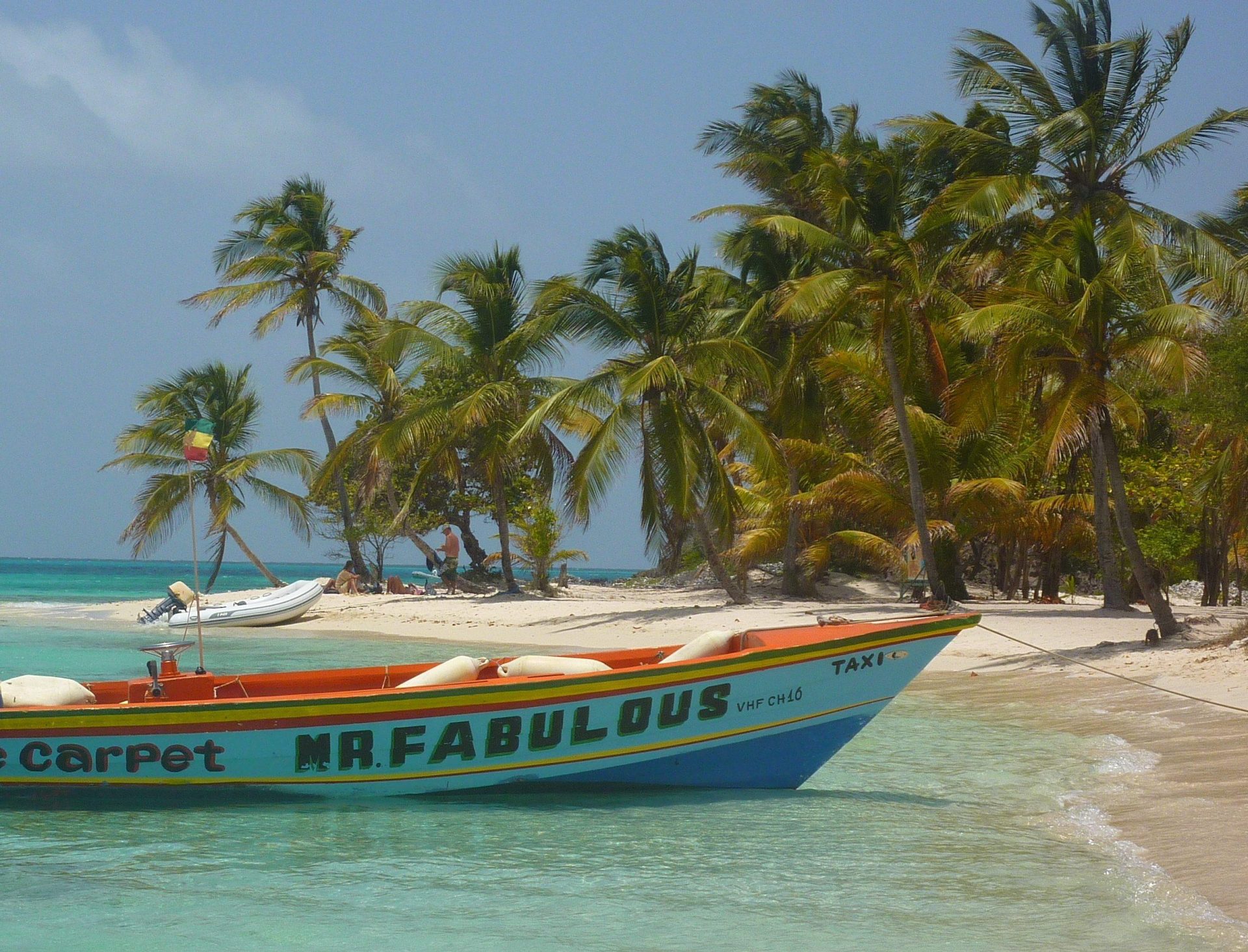 Mr Fabulous boat on Caribbean beach
