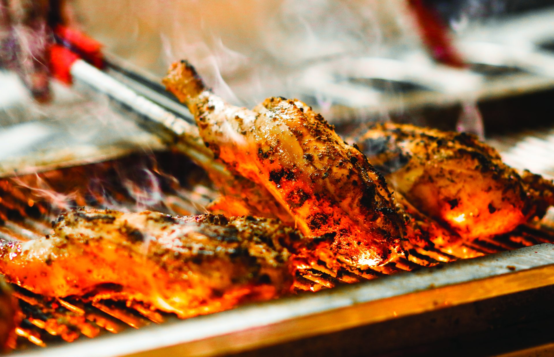 Jerk chicken grill chef cooking