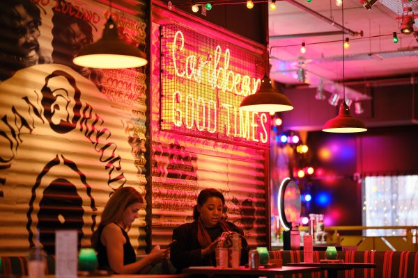 Turtle Bay Interior neon lights Caribbean good times