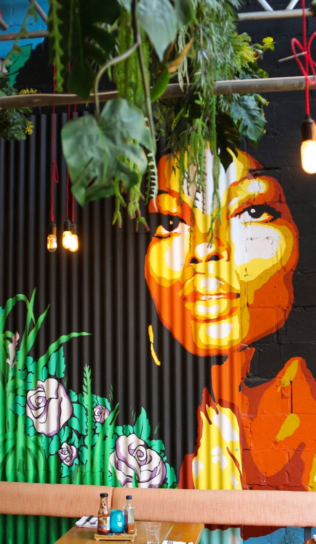 Girl Mural and Foliage Ealing