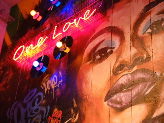 Hammersmith Opening Mural and One Love Sign