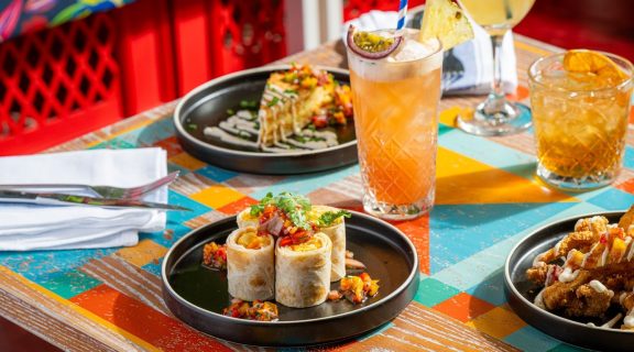 Small plates on a sunny table